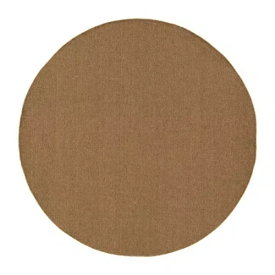 Covington Home Kehlani Basket Weave 7'10"x7'10" Indoor Outdoor Round Area Rug In Brown