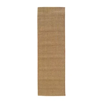 Covington Home Kehlani Vertical Stripe 2'3"x7'6" Indoor Outdoor Rectangular Runner In Brown