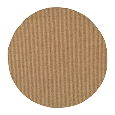 Covington Home Kehlani Vertical Stripe 7'10"x7'10" Indoor Outdoor Round Area Rug In Brown