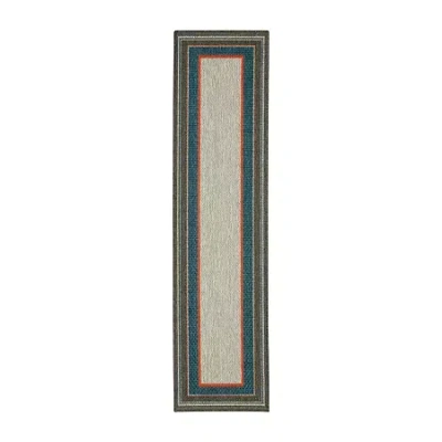 Covington Home Long Island Casual Border 22"x90" Indoor Outdoor Rectangular Runner In Gray