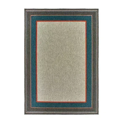 Covington Home Long Island Casual Border 39"x60" Indoor Outdoor Rectangular Accent Rug In Gray