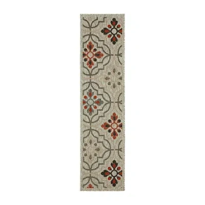 Covington Home Long Island Floral Lattice 22" X 90" Indoor Outdoor Rectangular Runner In Gray