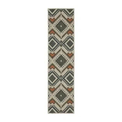 Covington Home Long Island Tribal Diamonds 22"x90" Indoor Outdoor Rectangular Runner In Gray