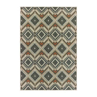 Covington Home Long Island Tribal Diamonds 39"x60" Indoor Outdoor Rectangular Accent Rug In Gray