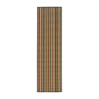 Covington Home Majorca Vertical Stripes 27"x90" Indoor Outdoor Rectangular Runner In Green