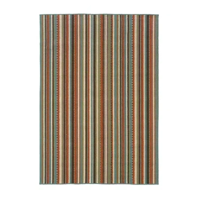 Covington Home Majorca Vertical Stripes Indoor Outdoor Rectangular Accent Rug In Green