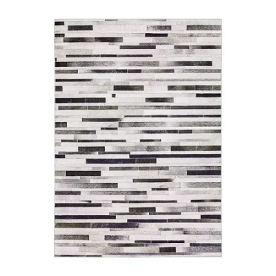 Covington Home Marcel Faux Hide Geo Stripes Indoor Rectangular Area Rug In Gray