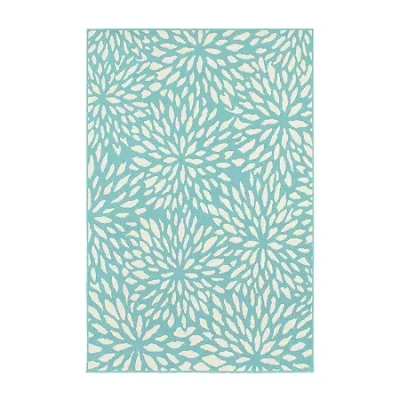 Covington Home Marquesas Blooms Indoor Outdoor Rectangular Area Rug In Blue