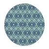 Covington Home Marquesas Diamond Ikat 7'10"x7'10" Indoor Outdoor Round Area Rug In Blue
