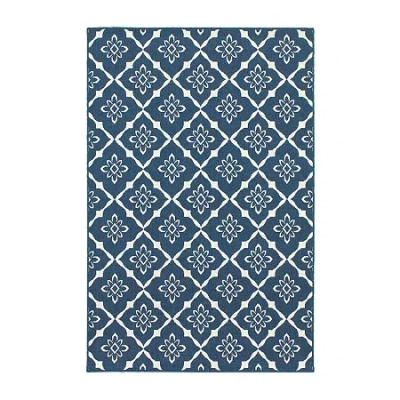 Covington Home Marquesas Floral Diamond Indoor Outdoor Rectangular Acccent Rug In Blue