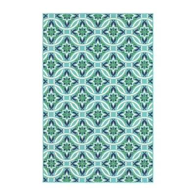 Covington Home Marquesas Floral Trellis Indoor Outdoor Rectangular Area Rug In Blue