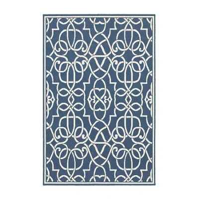 Covington Home Marquesas Intricate Trellis Indoor Outdoor Rectangular Area Rug In Blue