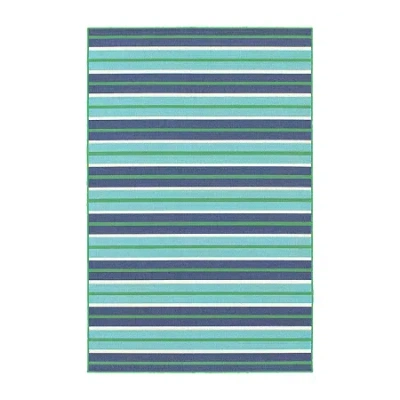 Covington Home Marquesas Multi Stripe Indoor Outdoor Rectangular Accent Rug In Blue