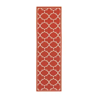 Covington Home Marquesas Scallop Trellis 2'3"x7'6" Indoor Outdoor Rectangular Runner In Red