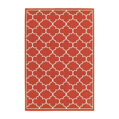 Covington Home Marquesas Scallop Trellis Indoor Outdoor Rectangular Accent Rug In Red