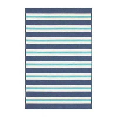 Covington Home Marquesas Striped Indoor Outdoor Rectangular Accent Rug In Blue