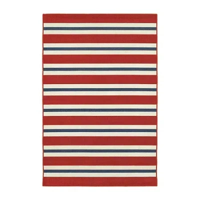 Covington Home Marquesas Striped Indoor Outdoor Rectangular Area Rug In Red