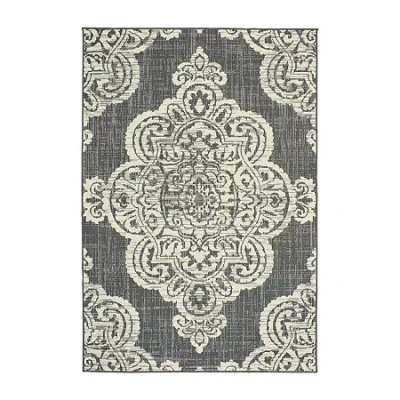 Covington Home Martinique Center Medallion Indoor Outdoor Rectangular Accent Rug In Gray