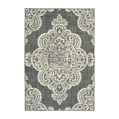 Covington Home Martinique Center Medallion Indoor Outdoor Rectangular Area Rug In Gray
