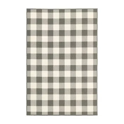 Covington Home Martinique Gingham Plaid Indoor Outdoor Rectangular Accent Rug In Gray