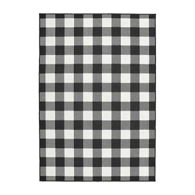 Covington Home Martinique Gingham Plaid Indoor Outdoor Rectangular Area Rug In Black