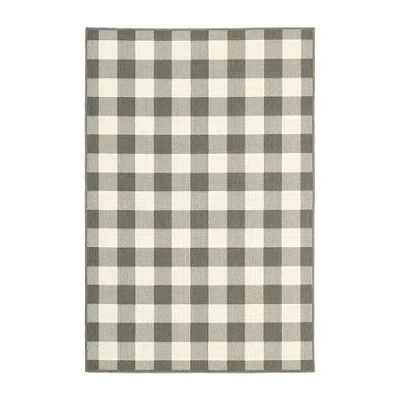 Covington Home Martinique Gingham Plaid Indoor Outdoor Rectangular Area Rug In Gray