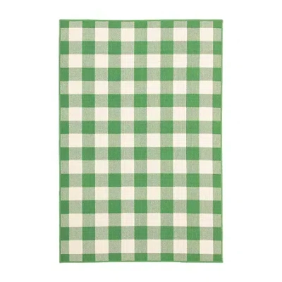 Covington Home Martinique Gingham Plaid Indoor Outdoor Rectangular Area Rug In Green