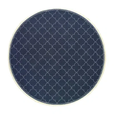 Covington Home Martinique Scallop Trellis 7'10" X 7'10" Indoor Outdoor Round Area Rug In Blue