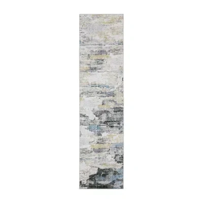 Covington Home Mirabelle Dappled Abstract Washable 2'x8' Indoor Rectangular Runner In Gray