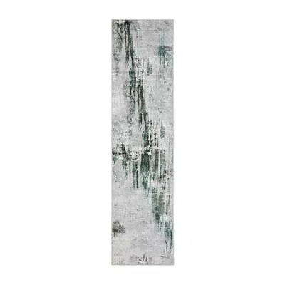 Covington Home Mirabelle Distressed Abstract Washable 2'x8' Indoor Rectangular Runner In Gray