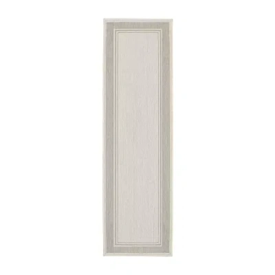 Covington Home Pamplona Casual Border 22" X 87" Indoor Outdoor Rectangular Runner In White
