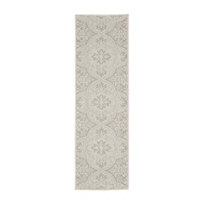 Covington Home Pamplona Floral Trellis 22" X 87" Indoor Outdoor Rectangular Runner In White