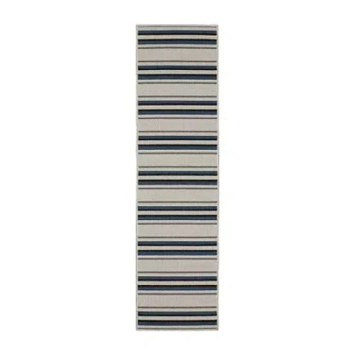 Covington Home Trieste Class Stripe Indoor Outdoor Rectangular Runner In Gray