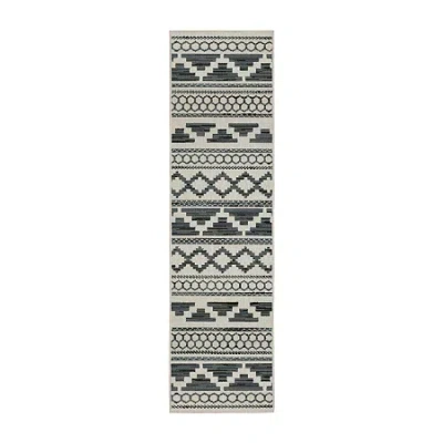 Covington Home Trieste Tribal Geometric Indoor Outdoor Rectangular Runner In Gray