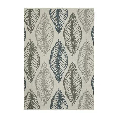 Covington Home Trieste Tropical Leaf Indoor Outdoor Rectangular Area Rug In Gray