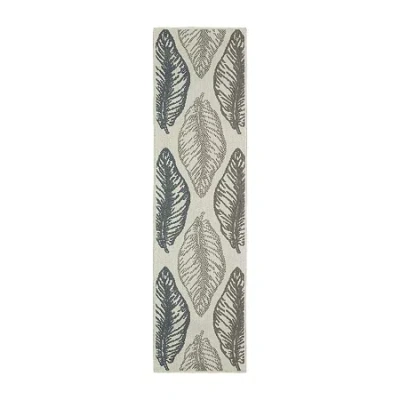 Covington Home Trieste Tropical Leaf Indoor Outdoor Rectangular Runner In Gray