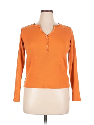 Pre-owned Covington Long Sleeve Henley Shirt In Orange