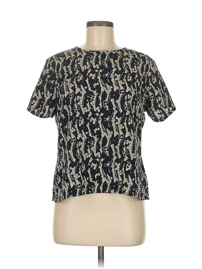 Pre-owned Covington Short Sleeve Blouse In Black