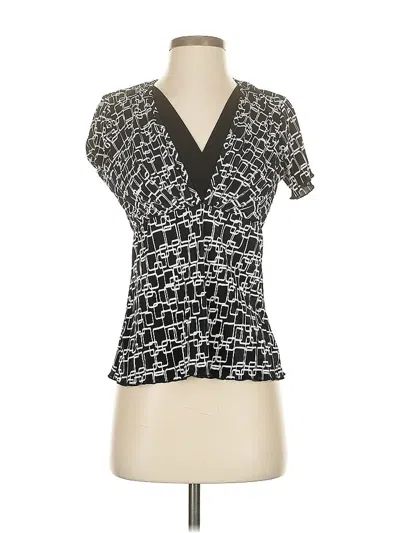 Pre-owned Covington Short Sleeve Blouse In Black