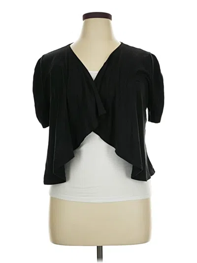 Pre-owned Covington Short Sleeve Blouse In Black