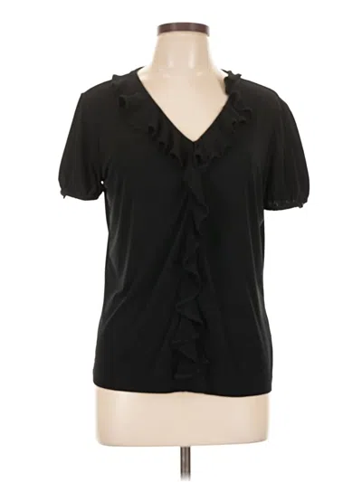 Pre-owned Covington Short Sleeve Blouse In Black