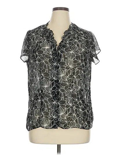 Pre-owned Covington Short Sleeve Blouse In Black