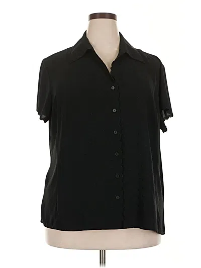 Pre-owned Covington Short Sleeve Blouse In Black