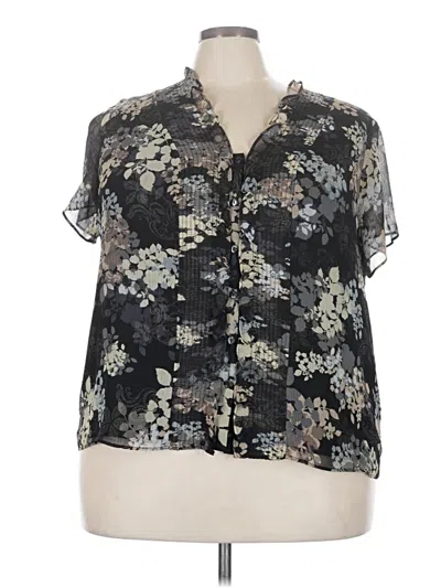 Pre-owned Covington Short Sleeve Blouse In Black