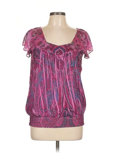 Pre-owned Covington Short Sleeve Blouse In Purple