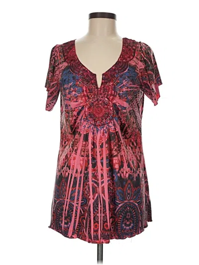 Pre-owned Covington Short Sleeve Blouse In Red