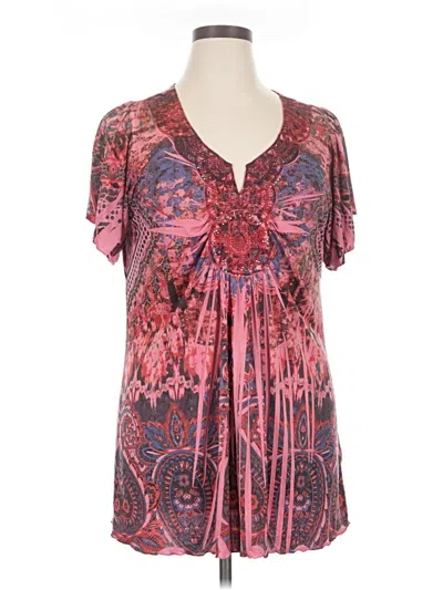 Pre-owned Covington Short Sleeve Blouse In Red
