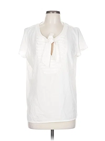 Pre-owned Covington Short Sleeve Blouse In White