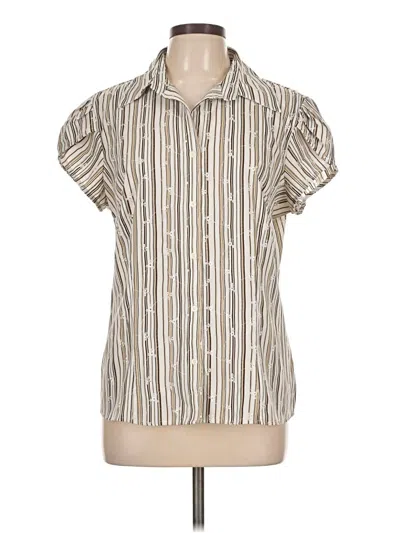 Pre-owned Covington Short Sleeve Blouse In White