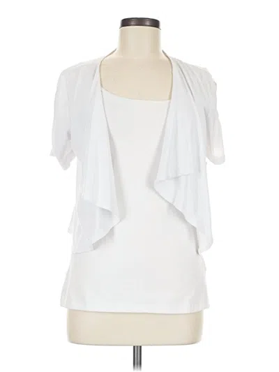 Pre-owned Covington Short Sleeve Blouse In White